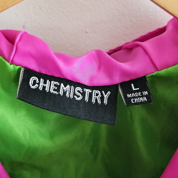 NASA Pink Green Neon Colorblock Windbreaker Pullover by Chemistry – Size L - Picture 4 of 16